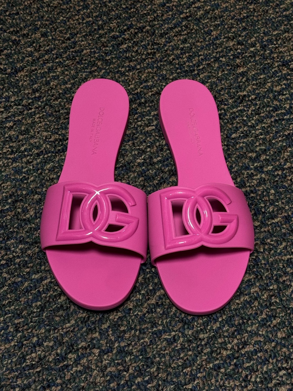 Dolce & Gabbana Pink Fuchsia Logo Slide Sandals 38